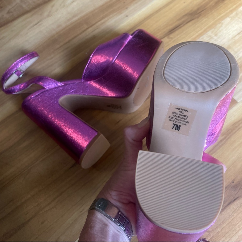 Soda Y2k Metallic Fuchsia Platform Chunky Heel Sz… - image 5